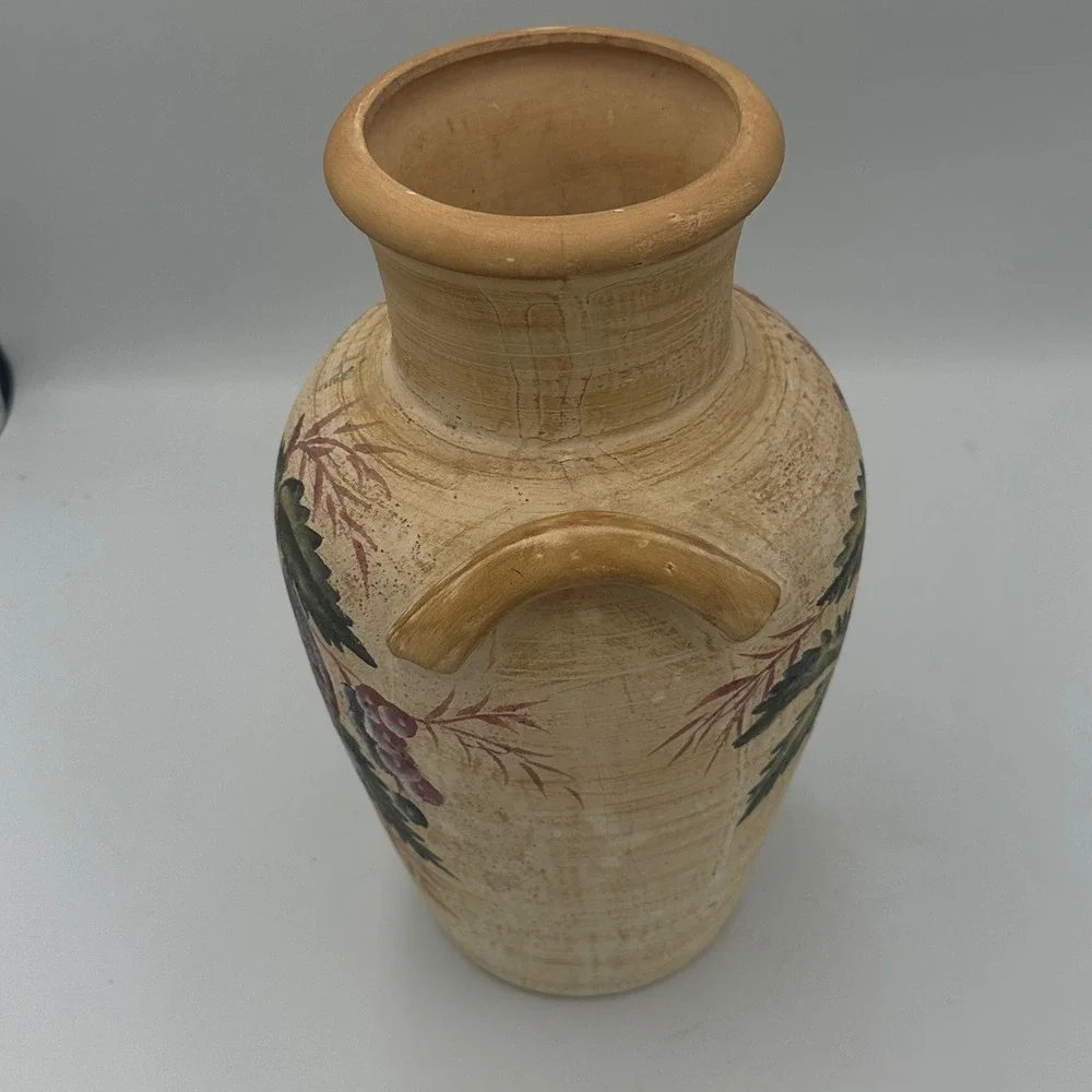 Ceramic Vase Home Decor Large Beige Fruit Hand Painted Rustic Tuscan 12